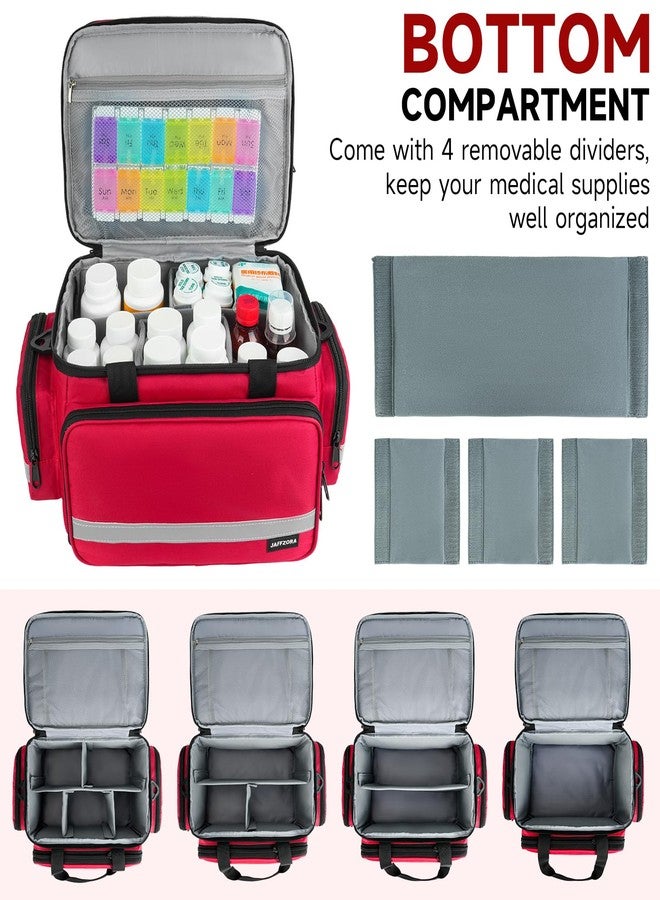 Jaffzora Large Pill Bottle Organizer, Double Layers Medicine Storage Bag with Lockable Zippers and Shoulder Strap,Medication Travel Bag for Prescription Bottles, Vitamins & Medical Supplies, Red (Bag Only) - Image 3